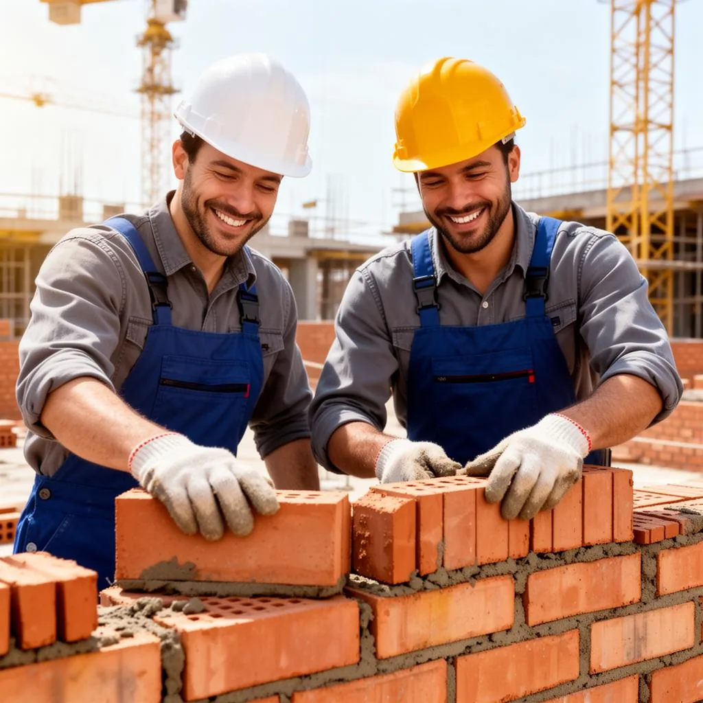 Équipe Entreprise DMA sur un chantier de maçonnerie